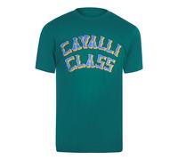 Grünes T-shirt Mit Mehrlagigem Logo Von Cavalli Class XL