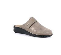 GRÜNLAND Damen DAMI Bequemer Komfort-Slipper mit geschlossener Spitze und Stretch, Conforma-Sohle, herausnehmbare Innensohle aus Kork und Leder und handgefertigte Nähte, Taupe, 42 EU