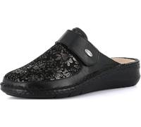 GRÜNLAND Damen DAMI Bequemer Komfort-Slipper mit geschlossener Spitze und Stretch, Conforma-Sohle, herausnehmbare Innensohle aus Kork und Leder und handgefertigte Nähte, SCHWARZ, 39 EU