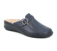 GRÜNLAND Damen DAMI Geschlossener Komfort-Slipper aus echtem, Herausnehmbare Innensohle aus Kork und Leder, Conforma-Sohle und handgefertigte Nähte, BLAU, 38 EU