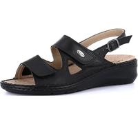 GRÜNLAND Damen Dami Komfort-Sandale Mit Doppelriemen, Herausnehmbarer Innensohle Aus Kork Und Leder, Conforma-Sohle Handgefertigten Nähten, Schwarz, 38 EU