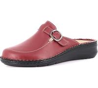 GRÜNLAND Damen DAMI Geschlossener Komfort-Slipper aus echtem, Herausnehmbare Innensohle aus Kork und Leder, Conforma-Sohle und handgefertigte Nähte, Rubino, 41 EU