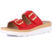 GRÜNLAND Damen MOLL Komfort-Sandalen mit doppelt Verstellbarer Schnalle, herausnehmbarer Drysoft-Leder-Innensohle, geformter Sohle und 4 cm Keilabsatz, ROT, 39 EU