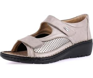 GRÜNLAND-NESI-Komfort-Offener Schuh mit doppelt verstellbarem Riemen, Profilsohle, Herausnehmbare Innensohle aus Kork und Leder und 4 cm hohem Keilabsatz