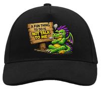 Grumpy Dragon mit Schild, bequem, Unisex, gebürstete Baumwolle, Baseball-Trucker-Kappe mit Schnalle, Schwarz