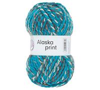Grundl Alaska Print Wolle, 80% Polyacryl / 20% Wolle Farbe 05 Blau Silber Grau