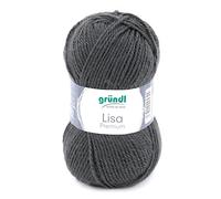 Gründl Lisa Premium Uni Strick- & Häkelgarn (Weicher Und Wollartiger Charakter, Pflegeleichtes Waschbares Strickgarn Aus 100% Polyacryl, 50 G/133 M, Nadelstärke: 3,5-4,5, 1 Knäuel Á 50 G), Anthrazit