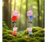 Grundmodell (ca. 19 cm) & Good Friends Serie (ca. 13 cm) Plüsch Schlüsselanhänger, Peppa Wutz, George süße Cartoon Taschenbaumler mit Haken für Rucksa