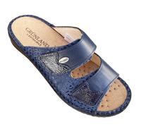GRUNLAND Comfort Damen-Hausschuhe aus Leder, verstellbar, mit Klettverschluss und herausnehmbarem Fußbett, hergestellt in Italien, Avio, 42 EU