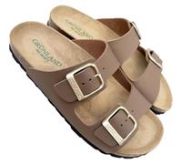 Grunland Damen-Sandalen aus Kunstleder Magnolia mit doppelter Schnalle mit anatomischer Einlegesohle, weich, aus Leder, RE-Soft, Mokka, 38 EU