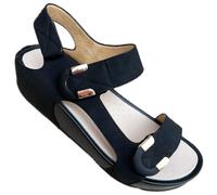 GRUNLAND Elegante Damensandalen Komfort verstellbar mit drei Klettverschlüssen mit Gold-Finish für Sommer und Zeremonien Plantarer Re-soft, Schwarz 2, 39 EU