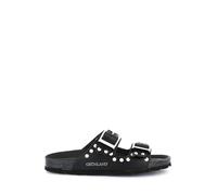 GRUNLAND SARA CB0737 Schwarze Damen-Hausschuhe mit anatomischen Schnallen und Nieten 38