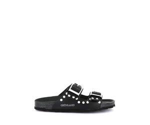 GRUNLAND SARA CB0737 Schwarze Damen-Hausschuhe mit anatomischen Schnallen und Nieten 40