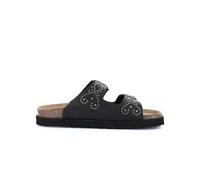 GRUNLAND SASA CB0750 Schwarze Damen Hausschuhe anatomische Lederschnallen Nieten Birken 38