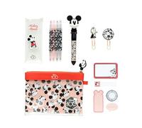 Grupo Erik Disney Mickey Mouse Schreibwaren Mäppchen Kugelschreiber | Kugelschreiber 10 Farben Federmäppchen - Büroklammern - Textmarker - Notizzettel Klebend Disney Geschenke Merch Fanartikel