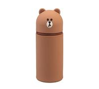 Grupo Erik Line Friends Brown Federmäppchen Mäppchen Merch | Federmappe Stift Etui Schule 1 Fach - Kawaii Federtasche Mädchen und Jungen Schlampermäppchen Geschenke zur Einschulung