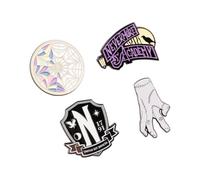 Grupo Erik Set mit 4 Anstecknadeln - Wednesday Merchandise | Emaille-Pins, niedliche Anstecknadeln, Mittwoch-Addams-Geschenke unter 4,5 kg, lustige Geschenke für Freunde