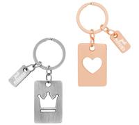 GRUSS & CO Angängerset Just married | Geschenkset mit zwei Schlüsselanhängern, Länge 6,3 cm, Krone und Herz, Metall | Geschenk für Paare, Hochzeitsgeschenk | 74682