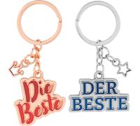 GRUSS & CO Paar-Schlüsselanhänger mit Motiv "Beste" | Anhänger-Set bestehend aus zwei Anhänger mit Schlüsselring, mit Charm mit Spruch | Geschenk für zwei, für Paare | 73827