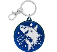GRUSS & CO Reflektor Motiv Hai | Runder Anhänger mit Schlüsselring und Karabinerverschluss, Schlüsselanhänger auf Headercard, Reflektoranhänger | Kindergeburtstag, Geschenk, Schulstart | 70142