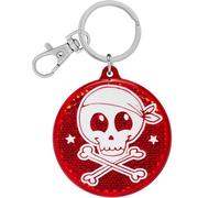 GRUSS & CO Reflektor Motiv Pirat | Runder Anhänger mit Schlüsselring und Karabinerverschluss, Schlüsselanhänger auf Headercard, Reflektoranhänger | Kindergeburtstag, Geschenk, Schulstart | 70136