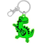 GRUSS & CO Reflektor neon Motiv Dino | Figürlicher Neon-Reflektor, Anhänger mit Schlüsselring und Karabiner, Reflektoranhänger | Kindergeburtstag, Geschenk, Schulstart | 70137