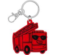 GRUSS & CO Reflektor neon Motiv Feuerwehr | Figürlicher Neon-Reflektor, Anhänger mit Schlüsselring und Karabiner, Reflektoranhänger | Kindergeburtstag, Geschenk, Schulstart | 70146