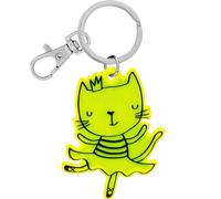 GRUSS & CO Reflektor neon Motiv Katze | Anhänger mit Schlüsselring, Karabiner, Schlüsselanhänger | Geschenk, Schulstart |1 70147