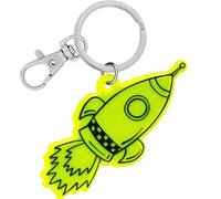 GRUSS & CO Reflektor neon Rakete | Figürlicher Neon-Reflektor, mit Schlüsselring und Karabiner | Kindergeburtstag | 70135