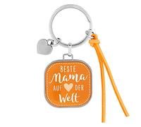GRUSS & CO Schlüsselanhänger Beste Mama auf der Welt: Anhänger mit kleinem Charm und Kunstlederbändchen