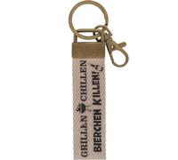 GRUSS & CO Schlüsselanhänger Canvas Motiv Grillen | Anhänger aus dunklem Canvas mit Motiv Grillen, chillen, Bierchen killen, mit Karabiner | 48403