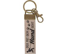 GRUSS & CO Schlüsselanhänger Canvas Motiv "Hund" | Anhänger aus dunklem Canvas mit Motiv "Der mit dem Hund geht", mit Karabiner | 48402