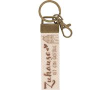 GRUSS & CO Schlüsselanhänger Canvas Motiv "Zuhause" | Anhänger aus hellem Canvas mit Motiv "Zuhause ist ein Gefühl", mit Karabiner | 48407