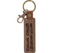 GRUSS & CO Schlüsselanhänger Holz Motiv Grillen | Anhänger aus Walnussholz mit Gravur Grillen, chillen, Bierchen killen, inkl. Karabiner | 48347