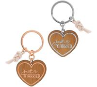 GRUSS & CO Schlüsselanhänger "Just married" | Anhängerset mit 2 Holzanhängern, Charm und Schlüsselring | Geschenk für Paare, Hochzeitsgeschenk | 48559