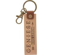 GRUSS & CO Schlüsselanhänger Kunstleder Motiv "Genieße" | Anhänger aus hellem Kunstleder mit Motiv "Genieße das Leben", inkl. Karabiner | 48375
