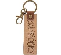 GRUSS & CO Schlüsselanhänger Kunstleder Motiv "Glück" | Anhänger aus hellem Kunstleder mit Motiv "Glückskind", inkl. Karabiner | 48371