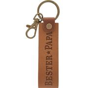 GRUSS & CO Schlüsselanhänger Kunstleder Motiv Papa | Anhänger aus dunklem Kunstleder mit Motiv Bester Papa, inkl. Karabiner | 48385