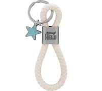 GRUSS & CO Schlüsselanhänger Loop Motiv "Held" | Anhänger bestehend aus einer geflochtenen Schlaufe, mit Motivdruck "Alltagsheld", mit Stern-Charm | 48359