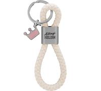 GRUSS & CO Schlüsselanhänger Loop Motiv "Heldin" | Anhänger bestehend aus einer geflochtenen Schlaufe, mit Motivdruck "Alltagsheldin", mit Krönchen-Charm | 48352