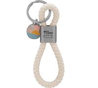 GRUSS & CO Schlüsselanhänger Loop Motiv Meer | Anhänger bestehend aus einer geflochtenen Schlaufe, mit Motivdruck Meer geht immer, mit rundem Charm | 48355