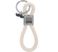 GRUSS & CO Schlüsselanhänger Loop Motiv Opa | Anhänger bestehend aus einer geflochtenen Schlaufe, mit Motivdruck Bester Opa, mit Schnurrbart-Charm | 48358