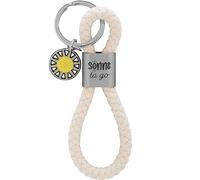 GRUSS & CO Schlüsselanhänger Loop Motiv "Sonne" | Anhänger bestehend aus einer geflochtenen Schlaufe, mit Motivdruck "Sonne to go", mit Sonnen-Charm | 48366