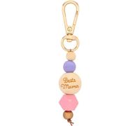 GRUSS & CO Schlüsselanhänger Motiv "Beste Mama" | Anhänger mit Perlen aus Holz, angebracht auf Geschenk-Karte | Geschenk für Mama, Muttertag, Geburtstag | 73875