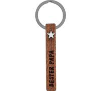GRUSS & CO Schlüsselanhänger Motiv "Bester Papa" | Schlüsselring, Holzstab aus Mahagoni-Holz mit Gravur, auf Geschenk-Karte | Geschenk für Papa, Vatertag, Geburtstag | 73878
