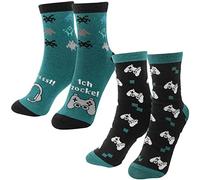 GRUSS & CO Sockenset mit Motiv "Zocken" | Geschenkset mit 2 Paar Herrensocken, Größe 41-46, mehrfarbig | lustiges Geschenk, Männergeschenk | 47588