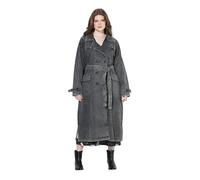 gs1 data protected company 4069787000005 Women's Jeans-Trenchcoat, Reverskragen, Vintage, doppelreihig Blazer, Grey Denim, 64-66