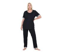 gs1 data protected company 4069787000005 Women's Schlafanzug, Spitzenkanten, Rundhals, Halbarm Pajama Set, schwarz, 58-60