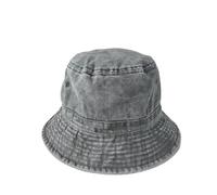 GSCLZ Big Head Washed Denim Bucket Hats Herren Sonnenhut aus Baumwolle Übergröße 64 cm Size Fisherman Cap(Black gray,XXL 62-64cm)