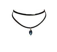 GSCLZ Doppellagiger schwarzer Samt-Halsreif, Gothic-Schmuck, einfache quadratische, ovale Halskette mit Wassertropfen-Anhänger for Frauen